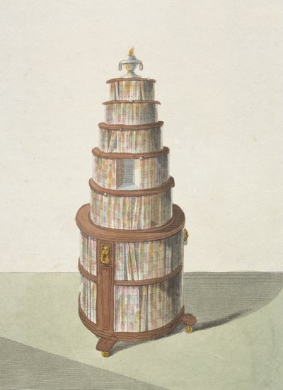 Circular moveable bookcase, plate 13 from Ackermann